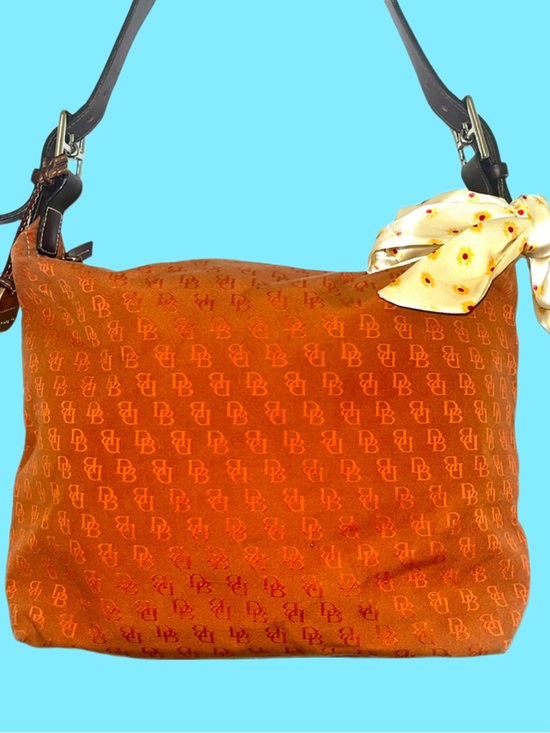 Dooney & Bourke Handbags - LOW START Vintage Dooney and Bourke Orange Jacquard & Leather w/ Blue Duck